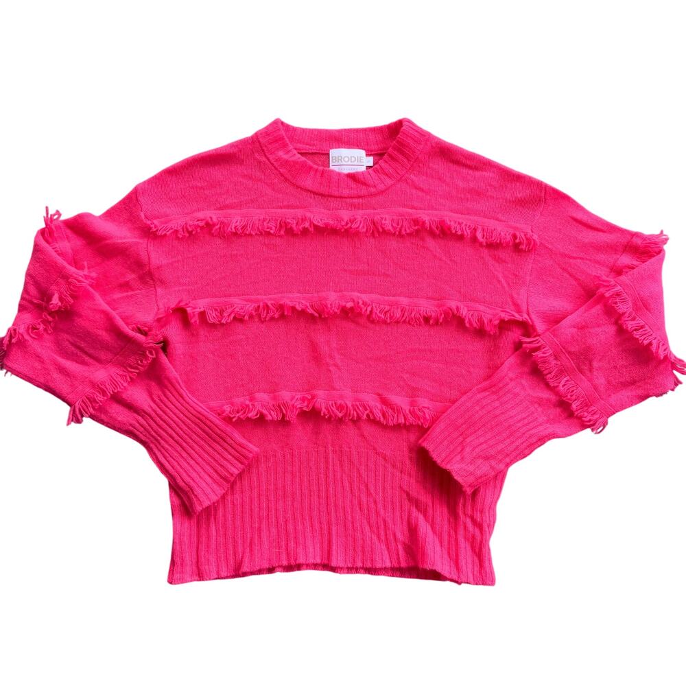 Brodie Cashmere Faye Fringe Cashmere Crew Sweater Small
